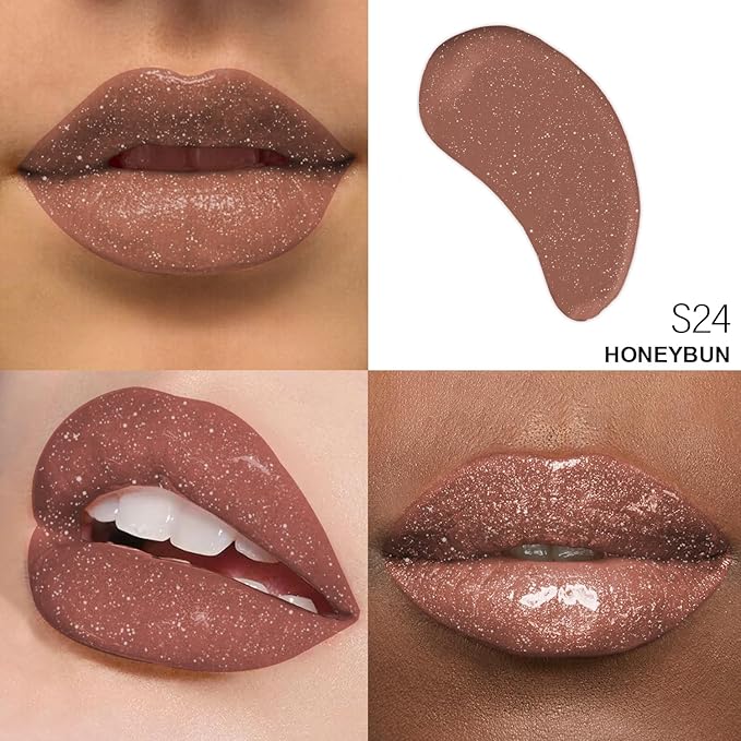 Shimmer Lip Gloss - Non-Sticky Girls Gloss - Long Lasting High Shine - 0.7 FL Oz Gloss for Girls & Women - Cruelty Free - (Honeybun: S24)