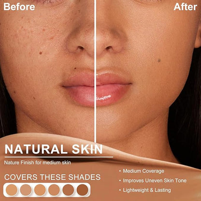 Color Changing Foundation,2 Pack Travel Size, Medium Coverage, Improves Uneven Skin Tone, Lightweight & Lasting,Make up for Flawless Liquid Foundation,Nature Finish for Honey Skin 0.42 oz