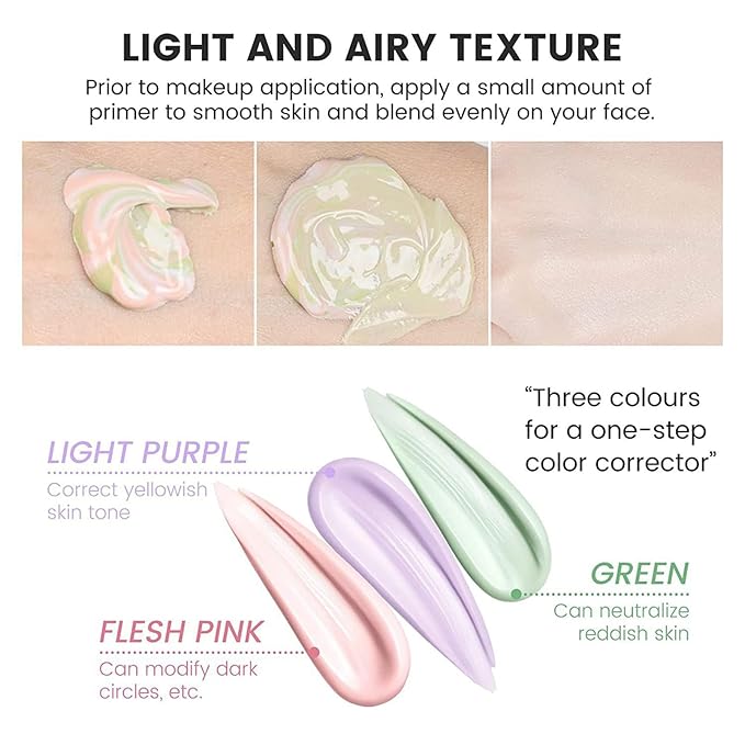 Hydrating Face Primer for Makeup, One Step Color Corrector Isolation Cream, Makeup Primer for Face, Skin Tone Correcting Oil-Control, Long Lasting Foundation Primer, Pore Minimizer for Flawless Skin