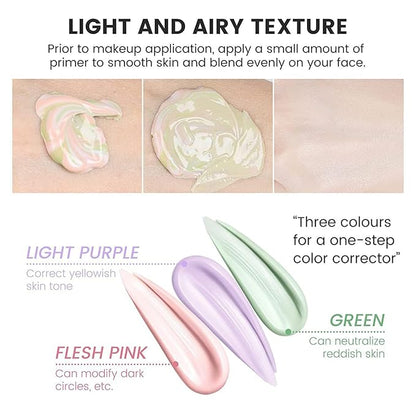 Hydrating Face Primer for Makeup, One Step Color Corrector Isolation Cream, Makeup Primer for Face, Skin Tone Correcting Oil-Control, Long Lasting Foundation Primer, Pore Minimizer for Flawless Skin