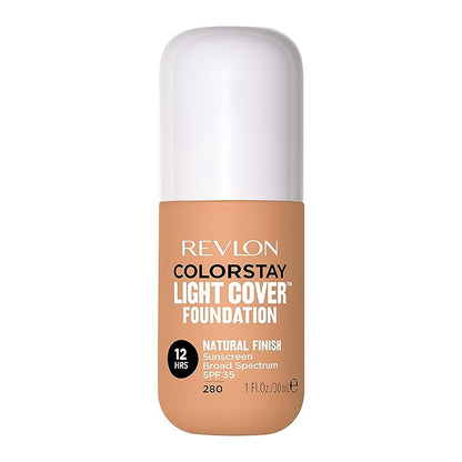 Revlon ColorStay Light Cover Liquid Foundation, Hydrating Longwear Weightless Makeup with SPF 35, Light-Medium Coverage for Blemish, Dark Spots & Uneven Skin Texture, 280 Tawny, 1 fl. oz.
