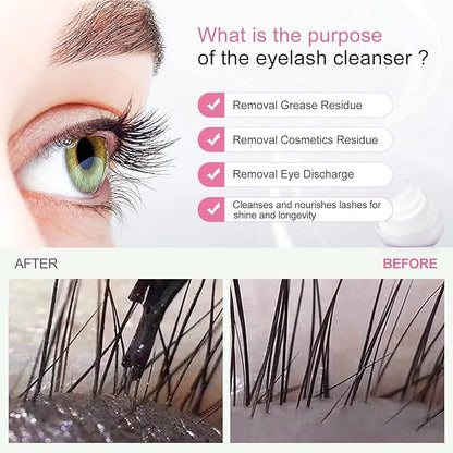 Eyelash Cleanser Concentrate 100ml Lash Extension Shampoo Oil-Free Eyelash Extension Shampoo with Salon Home Care -Makes 20 Bottles 60ml Lash Shampoo, Rose