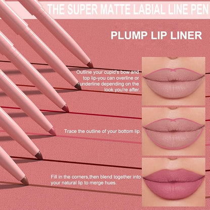 evpct 3Pcs Retractable Lip Liner Pencils Set Pack for Shaping & Sculpting Lips, Pink Chestnut Maroon Dark Taupe Brown Creamy Matte Velvet Pigmented Lip Liner lipliners Crayon Lipstick,09 + 10 + 12