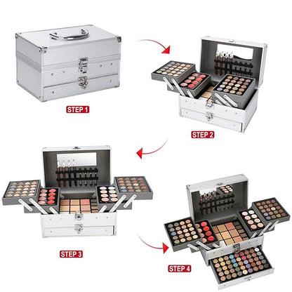 All in One Makeup Kit for Women Full Kit Girls Makeup Gift Sets Xmas Essential Bundle Include Eyeshadow Palette Lipstick Blush Concealer Eyeliner Mascara Foundation Brush Eyebrow Pencil