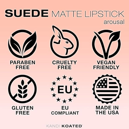 Kandi Koated Suede Matte Lipstick [Arousal] - Matte Lip Color with Cruelty-Free Formula | Creamy Texture, Rich Colors, Paraben-Free | Beauty & Makeup
