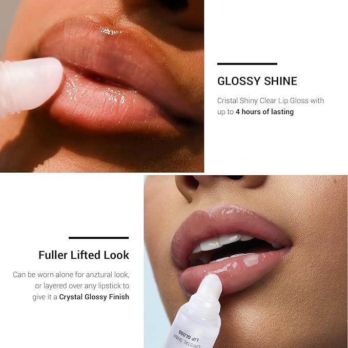 STUDIO LIMITED Instant Fab Crystal Shiny Clear Lip Gloss Long Lasting Ultra Hydrating Plumping Lip Gloss for women girls Value Pack 14ml/ 0.47oz (Clear, 12 Pcs)