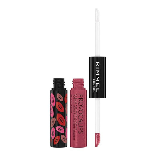 Rimmel London Provocalips 16hr Kiss-Proof Lip Color Bundle - 005 Just Teasing & 210 Flirty Fling, 14 fl.oz. Each