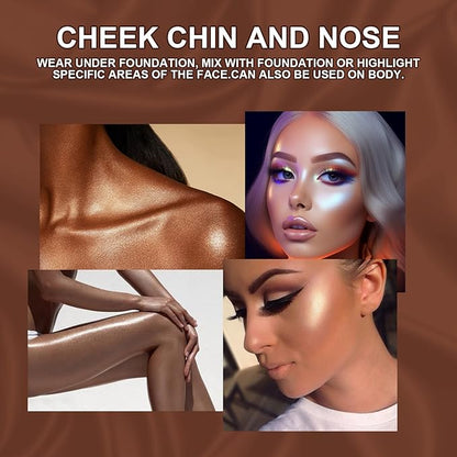 UCANBE Beauty Highlighter Makeup Palette - 6 Colors Shimmery Powder Makeup Palette Pearl White Blonde Blue Purple Silver Face Illuminator Palette Smooth Long Lasting Waterproof Blush Bronzer Kit