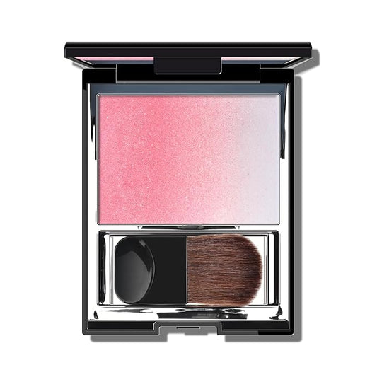 KYDA Pink Shimmer Blush, Gradient Cherry Blossom Pink Color, Micro-fine Pearl Powder Blusher, Soft Buildable Cheek Color, Lightweight Smooth Finish, Multiuse Blush Makeup Compact