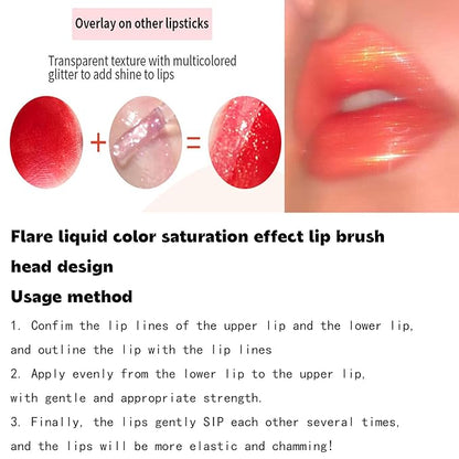 Clear Shimmer Lip Gloss for Women, Long Lasting High Shine Shimmer Liquid Lipstick, Flash Pearl Colored Lip Oil Polarized Lip Stain, Shimmery Finish Waterproof Lip Glaze for Women, 02