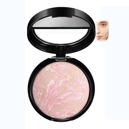 AKARY Baked Powder Foundation, Oil Control Correcting Foundation, Buildable Light to Medium Coverage - Demi-Matte Natural Flawless Finish Smooth Lightweight Setting Powder Palette, 01 Porcelain