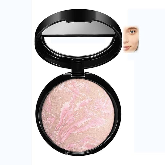 AKARY Baked Powder Foundation, Oil Control Correcting Foundation, Buildable Light to Medium Coverage - Demi-Matte Natural Flawless Finish Smooth Lightweight Setting Powder Palette, 01 Porcelain