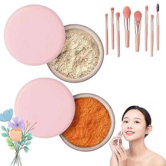 Allaura Beauty Blurring Setting Powder, Pink for All Skin Tones (03#+04#, One Size)