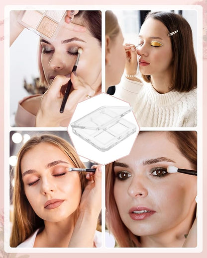 EORTA 12 Pieces Empty Makeup Palettes Box 4 Grids Eyeshadow Pigment Tray Women Refillable eyeshadow Lipstick Blush Highlighters Container Clear Square Pans for Lip Eyeshadow Paints
