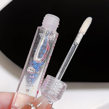 COOL STORY Glitter Lip Fuller Gloss, Moisturizing Hydrating Lip Serum, Fuller Lip Care, Lip Plumping Oil for Women Clear 4 Color