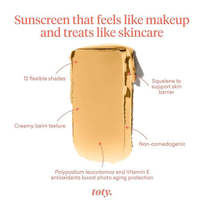 Toty by Sofia Vergara - Ilumina CC Creamy Compact SPF 50+ Mineral Broad Spectrum Sunscreen for Face - Tinted Blurring Balm SPF- Matte, Light Coverage - Water & Sweat Resistant - All Skin Types - 2W