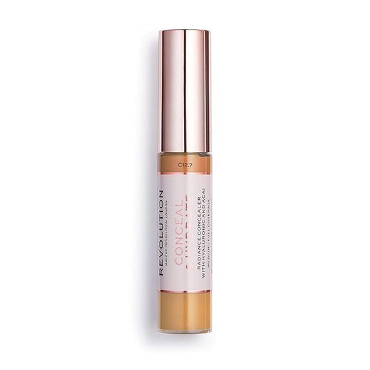 Makeup Revolution Conceal and Hydrate Concealer, Full Coverage & Matte Finish, C15 for Dark Skin Tones, Vegan & Cruelty-Free, 0.7 Fl Oz