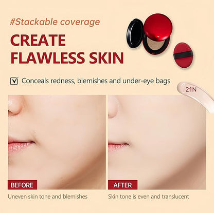 MAEPEOR Cushion Foundation 9 Colors Full Coverage Weightless Satin Glow Foundation Hydrating Long-Lasting Cushion BB Cream (Color 06)