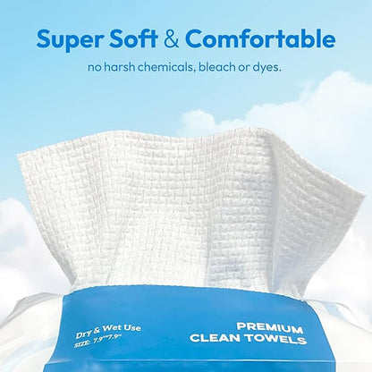 GEN'C BÉAUTY Premium Disposable Clean Towel | Biodegradable Fabric | Ultra Soft & Absorbent| EF Textured Face Towel| Makeup Removing Towel (60 count (Pack of 2))