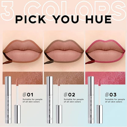 3 Colors Peel Off Lip Liner Stain Set, Tattoo Magic Color Matte Natural Reveal Lip Stain Lip Tint, Waterproof Long Lasting Highly Pigmented Color Lip Gloss Lipstick Makeup for Women and Girls