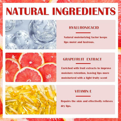 Water Lip Tint Red Grapefruit/Grape,korean Lip Tint Stain Natural Moisturizing& Non-sticky,Lip/Eye/Cheek 3 in 1 Lip Gloss，Smudge-proof & Lightweight,Vivid Color