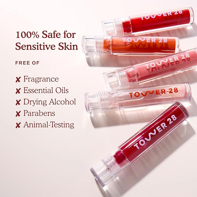 Tower 28 ShineOn Milky Lip Jelly, OAT, Non-Sticky, Hydrating Vegan Lip Gloss in Milky Peachy Pink, Apricot and Raspberry Seed Oil, Moisturizing, Clean, Cruelty Free