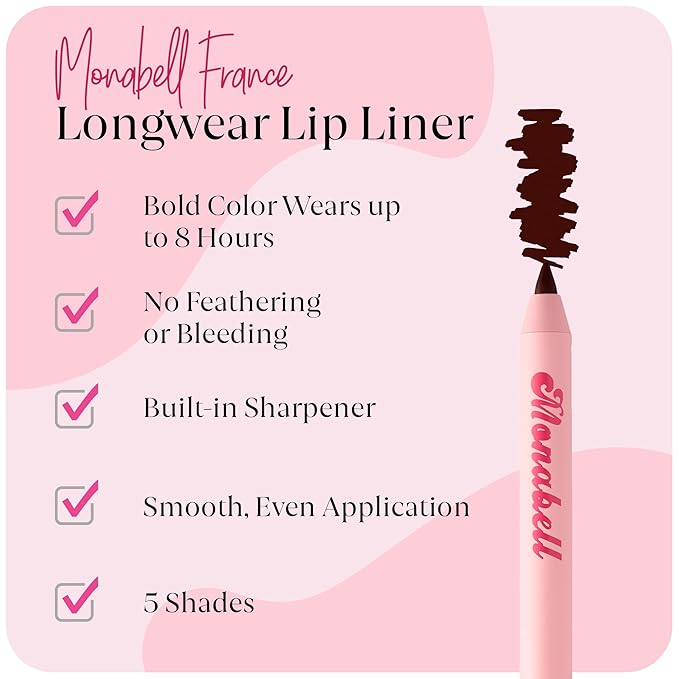 Mocha Lip Liner Pencil for Women - Soft Moisturizing, Creamy Long-Lasting Texture, Smooth Glide & Defined Finish