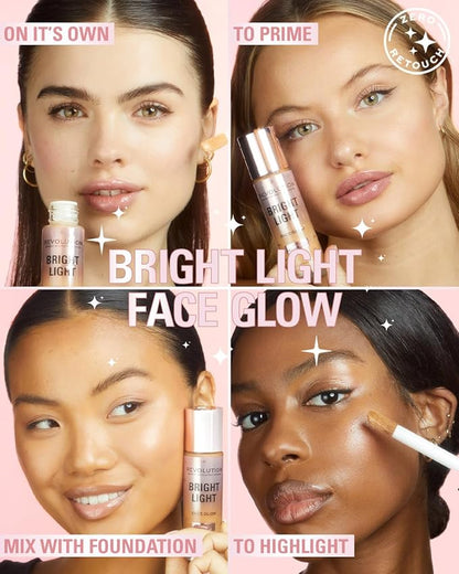 Revolution, Bright Light Face Glow, Lightweight & Brightening Multi-Use Skin Tint, Illuminating and Natural Glow Finish, Radiance Tan, 0.77 Fl. Oz