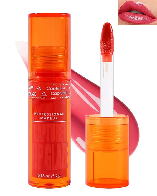 Tinted Lip Gloss-1Pcs Hydrating Non-Stick Cherry Pink Lip Tint Stain Liquid Lipstick,Glow Reviver Lip Care Oil Lipstain,Longlasting Waterproof Moisturizing Lipgloss, Makeup Gift for Women-04