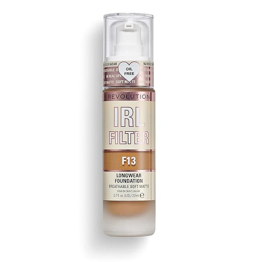 Revolution, IRL Filter Longwear Foundation, Soft & Breathable Formula, Medium to Full Coverage, Matte Finish, F13, 0.7 fl oz