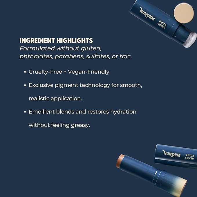 Quick Cover Stick | Lightweight Foundation + Concealer For Men's Skin | Face + Body | 17 Shades | Instantly Covers Blemishes | Natural Matte Finish | Cruelty-Free + Vegan | Portable (Teak)