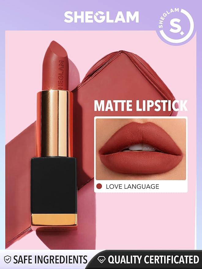 SHEGLAM Matte Allure Lipstick 20 Colors High Pigment Velvety Soft Long Lasting Lipstick - Love Language
