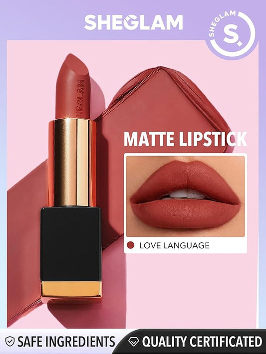SHEGLAM Matte Allure Lipstick 20 Colors High Pigment Velvety Soft Long Lasting Lipstick - Love Language