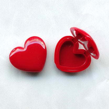 5 Pieces Mini Heart Shaped Eyeshadow Palette Refillable Eye Shadow Dispenser Empty Lipstick Container Case Travel Plastic Cosmetic Container with Mirror for DIY Makeup Container, Red