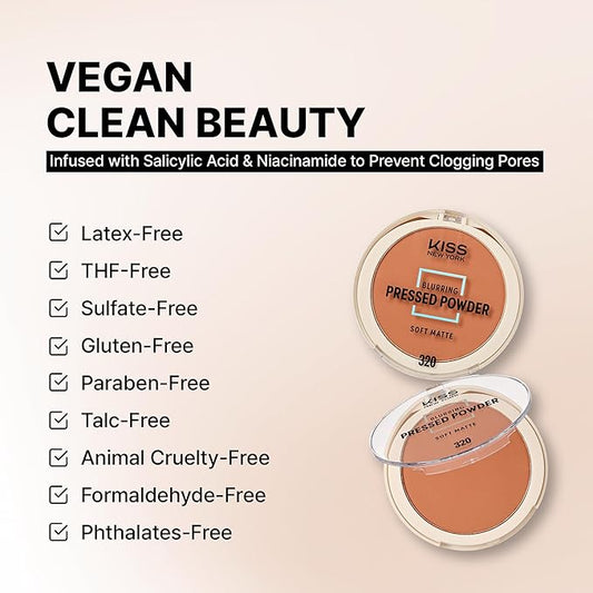 Soft Matte Pressed Powder, Blurring Poreless Face Powder Makeup, Medium Coverage Setting Powder Infused with Salicylic Acid & Niacinamide, Clean Beauty (Classic Tan, 0.28 Ounce)