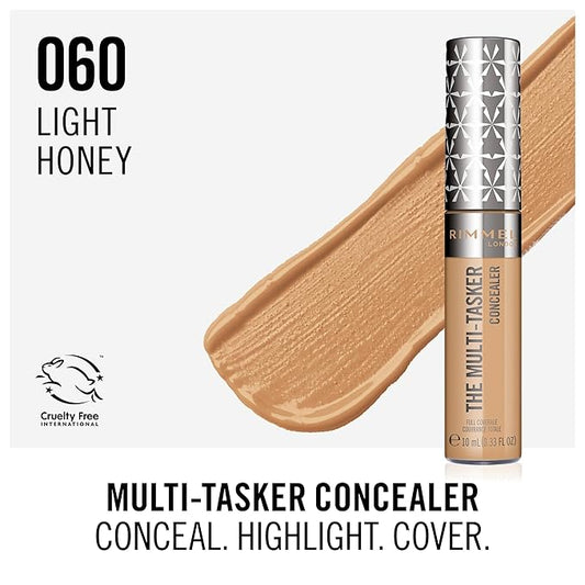 Rimmel London, Multi-Tasker Concealer, 060 Honey, Crease-Proof, Transfer-Proof, Waterproof, Up To 24-Hour Wear, Vegan Formula, 0.33oz