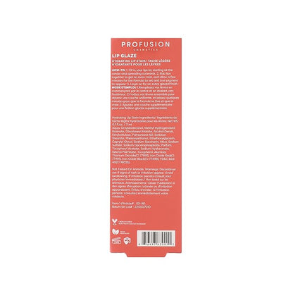 Profusion Cosmetics Lip Glaze, Non Sticky Hydrating Glossy Stain, Nourishing Tinted Lip Gloss for an Elevated Shine, Infused with Vitamin A and E (Peach Glaze)