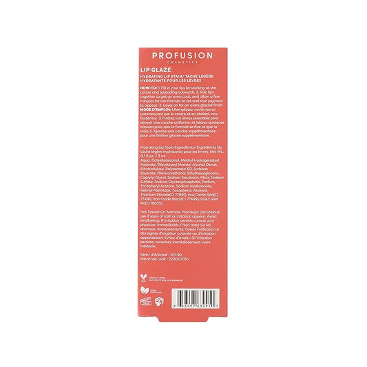 Profusion Cosmetics Lip Glaze, Non Sticky Hydrating Glossy Stain, Nourishing Tinted Lip Gloss for an Elevated Shine, Infused with Vitamin A and E (Peach Glaze)