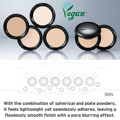 Blur Powder Pact 0.32oz - Pressed Powder Compact with Mirror and Puff Makeup Setting Finishing Blurring Natural Translucent Lightweight Face Sebum Oil Control Vegan Formula (2.5 IVORY)