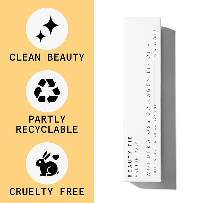 Beauty Pie Wondergloss Collagen Lip Oil + (Plum Naked) – Hydrating, Plumping, Non-Sticky Gloss with Collagen AC Micro-Vectors & Cherry Oils