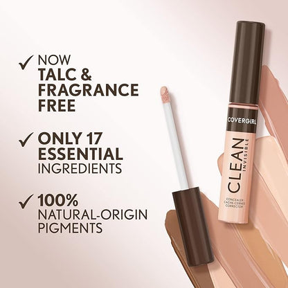 Covergirl Clean Invisible Concealer, Lightweight, Hydrating, Vegan Formula, Warm Nude 123, 0.23oz (Pack of 2)