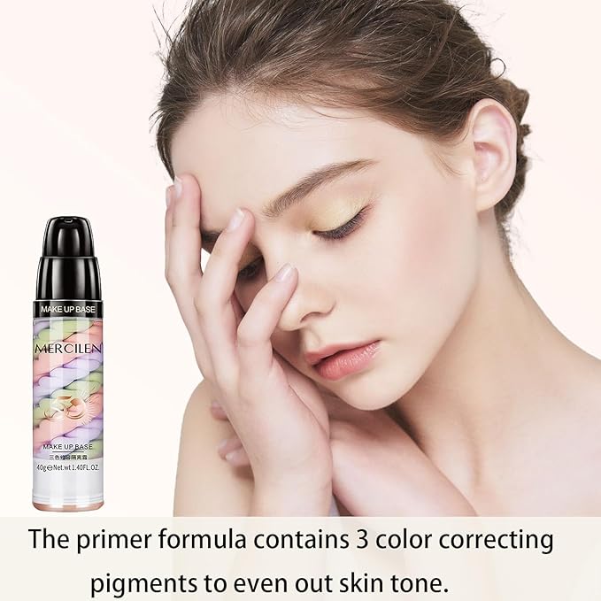 Primer Face Makeup Base, Color Corrector 3 In 1 Isolation Cream, Makeup Primer Skin Tone Correcting, Face Primer for Makeup Brightening Primer, Oil Control Hide Wrinkles and Fine Lines