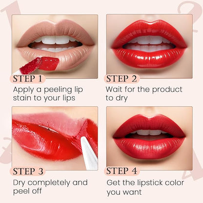 DAGEDA 2 Colors Peel Off Lip Liner Stain Set, Tattoo Color Lip Tint Stain, Long Lasting and Waterproof Lip Stain Peel off Lip Makeup,Peel Off Lip Liner with Natural Matte Finish (03+05)