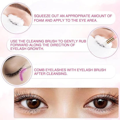 Lash Shampoo for Lash Extensions Eyelash Extension Cleanser, 3.98L Professional Eyelid Foaming Cleanser Lash Extension Kit Lash Mousse Non-lrritating Wash for Extensions Lashes Salon and Home Care