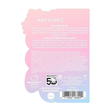 wet n wild Hello Kitty Glitter Lip Oil, New 10 Oil Infused Formula, Warm Apple Pie Lightly Scented, Sparkly Bold Colors, Cruelty-Free & Vegan - Magic Apple