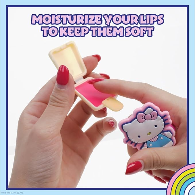 Townley Girl Hello Kitty and Friends 6 pack Fruit Flavored Lip Gloss Pucker Pop Set, Ages 3+ Perfect for Birthdays, Stocking Stuffers, Holidays, School Rewards, Spa Days, Slumber Parties, and More