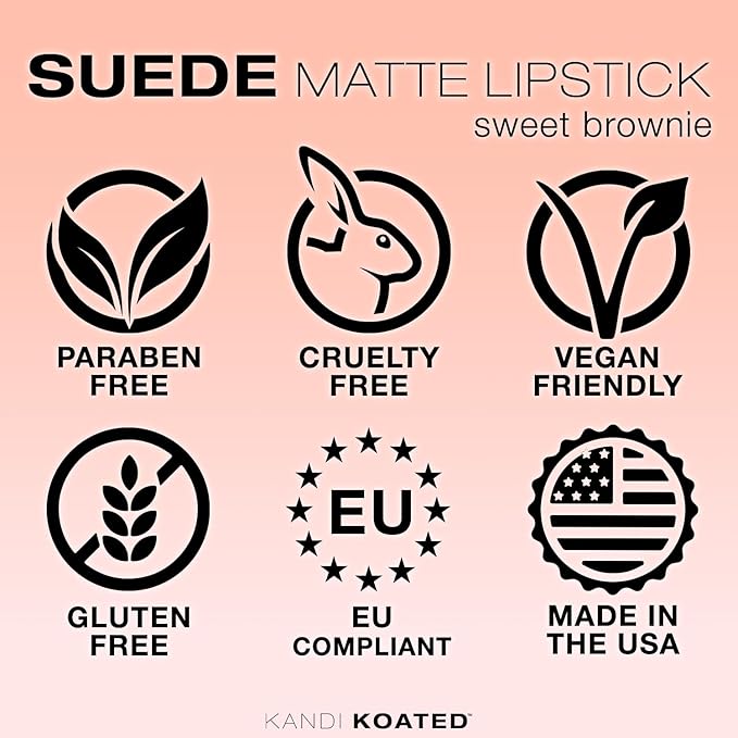 Kandi Koated Suede Matte Lipstick [Sweet Brownie] - Warm Dark Brown Matte Lip Color with Cruelty-Free Formula | Creamy Texture, Rich Colors, Paraben-Free | Beauty & Makeup