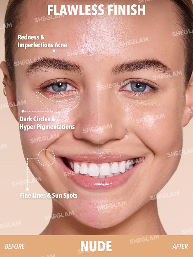 SHEGLAM Skin Magnet High Coverage Foundation Stick Longwear Medium Face Makeup for All Skin Types-Nude