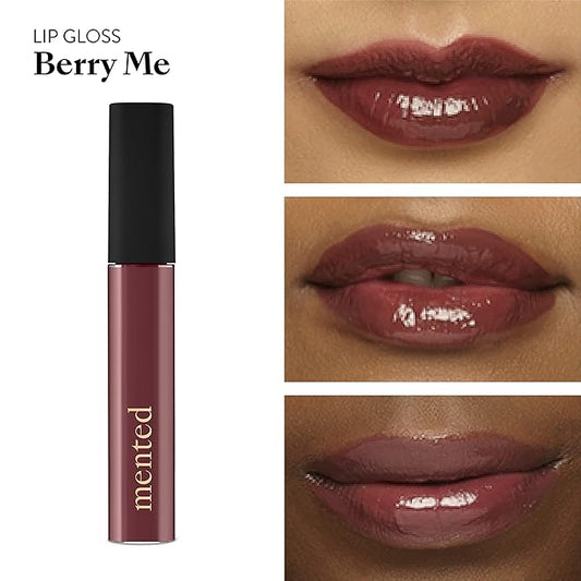 Mented Cosmetics Lip Gloss for Women Tinted Lip Balm Stain, Long Lasting Buildable Moisturizing Lipgloss Lipstick Topper, Made in USA, Cruelty Free Vegan Makeup, Berry Me