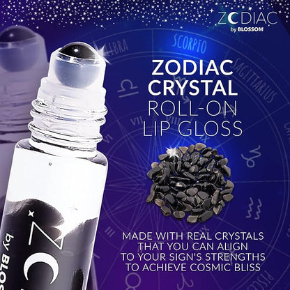 Blossom Lip Gloss Zodiac Sign Vanilla Scented Roll-On Lip Gloss, Moisturizing + Hydrating with Zodiac Crystals, Made in USA, 0.20oz, Scorpio